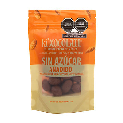 Ki'Xocolatl Almendras Cubiertas de Chocolate con Leche sin Azúcar