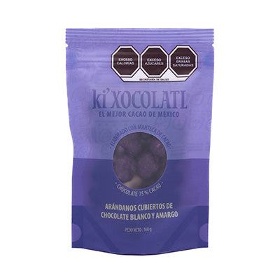 BOLSA DE ARANDANOS CUBIERTOS DE CHOCOLATE BLANCO Y SEMI-AMARGO 100 GR