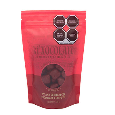 BOTANA DE TRIGO CUBIERTA DE CHOCOLATE CON LECHE Y CHIPOTLE 150 GR