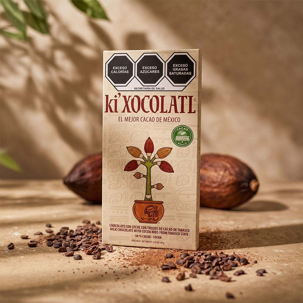 Chocolate con Leche con Trozos de Cacao de Tabasco.