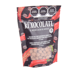 Ki'Xocolatl Semillas de Café Cubiertas de Chocolate Semi-Amargo con Especias Mexicanas.